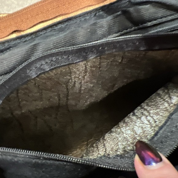 Y2K Michelle Genuine Leather Metallic Handbag Gold Bronze Copper Italian Purse - Picture 11 of 16